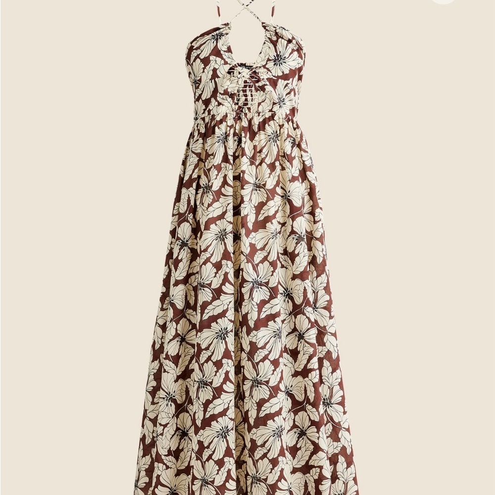 JCrew Floral Halter Cut Out Maxi/Midi Dress